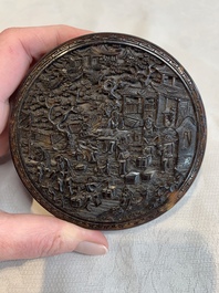 A monogrammed Chinese Canton export tortoiseshell box and cover, 19th C.