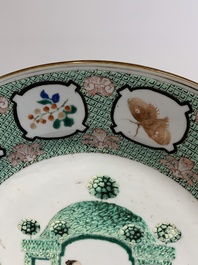 A Chinese famille rose 'arbor' plate after Cornelis Pronk, Qianlong