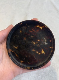 A monogrammed Chinese Canton export tortoiseshell box and cover, 19th C.