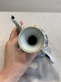 A Chinese blue and white ewer and cover, Kangxi