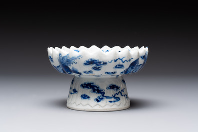 A Chinese Thai market 'Buddhist lions' vessel and an offering tazza, 19th C.