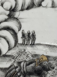 A Chinese gilt-decorated grisaille 'Resurrection' plate, Qianlong