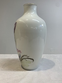 A Chinese famille rose 'Magu' eggshell vase, Hongxian mark, 20th C.