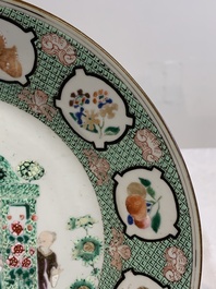 A Chinese famille rose 'arbor' plate after Cornelis Pronk, Qianlong