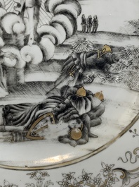 A Chinese gilt-decorated grisaille 'Resurrection' plate, Qianlong