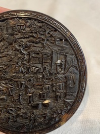 A monogrammed Chinese Canton export tortoiseshell box and cover, 19th C.