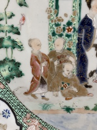 A Chinese famille rose 'arbor' plate after Cornelis Pronk, Qianlong
