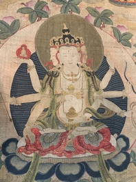 Chinese school: 'Usnisavijaya', ink and colour on silk, Qing or later