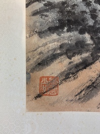 In the manner of Huang Ch&uuml;n-Pi 黃君璧 (1898-1991): 'Waterfall', ink and colour on paper, 20th C.