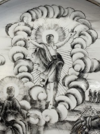 A Chinese gilt-decorated grisaille 'Resurrection' plate, Qianlong