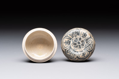 Five Chinese blue, white and monochrome jarlets and seven covered boxes, Yuan/Ming