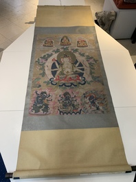 Chinese school: 'Usnisavijaya', ink and colour on silk, Qing or later