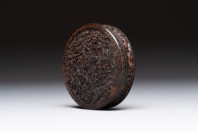 A monogrammed Chinese Canton export tortoiseshell box and cover, 19th C.