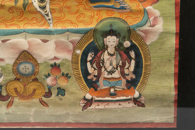 Three Tibetan thangkas, 19/20th C.