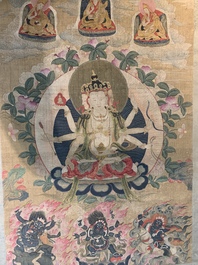 Chinese school: 'Usnisavijaya', ink and colour on silk, Qing or later