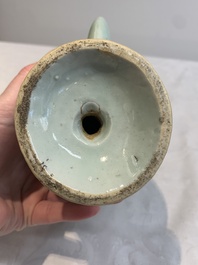 A Chinese copper-red and blue celadon-ground peach-shaped 'cadogan' ewer, Qianlong/Jiaqing