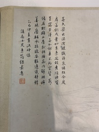In the manner of Miao Jiahui 繆嘉慧 (1842-1918) and Liang Qichao 梁啟超 (1873-1929): 'Fairy and calligraphy', ink on silk, 19/20th C.