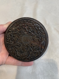A monogrammed Chinese Canton export tortoiseshell box and cover, 19th C.