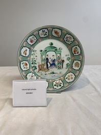 A Chinese famille rose 'arbor' plate after Cornelis Pronk, Qianlong