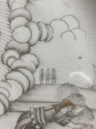 A Chinese gilt-decorated grisaille 'Resurrection' plate, Qianlong