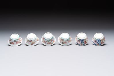12 Chinese famille rose 'rooster' cups, Yongzheng/Qianlong