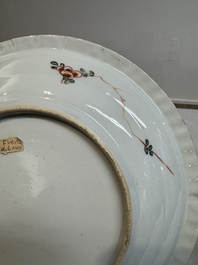 A pair of Chinese famille verte 'phoenixes' plates, Kangxi