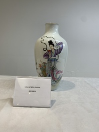 A Chinese famille rose 'Magu' eggshell vase, Hongxian mark, 20th C.