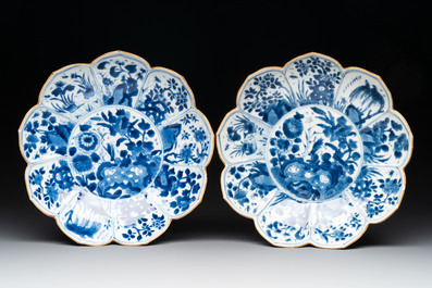 Six Chinese blue and white 'lotus' plates, Kangxi