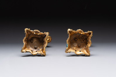 A pair of Chinese cloisonn&eacute; cranes, later mounted as candelabras, 18th C.