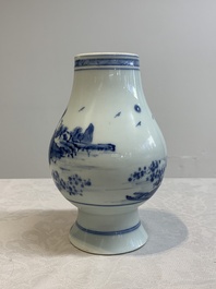 A Chinese blue and white 'mountainous landscape' vase, Yongzheng mark and of the period