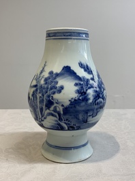 A Chinese blue and white 'mountainous landscape' vase, Yongzheng mark and of the period