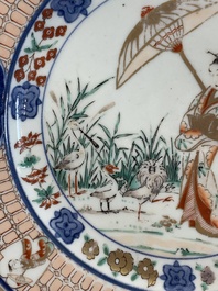 A Japanese Imari 'Parasol Ladies' dish after Cornelis Pronk, Edo, 18th C.