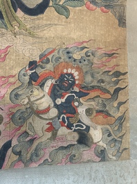 Chinese school: 'Usnisavijaya', ink and colour on silk, Qing or later