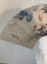 Feng Chaoran 馮超然 (1882-1954) and Wang Xuetao 王雪濤 (1903-1982): 'Two fans', ink and colour on paper