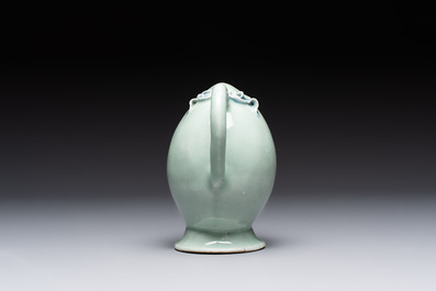 A Chinese copper-red and blue celadon-ground peach-shaped 'cadogan' ewer, Qianlong/Jiaqing