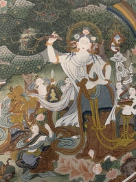 A Tibetan thangka depicting White Tara, 18/19th C.