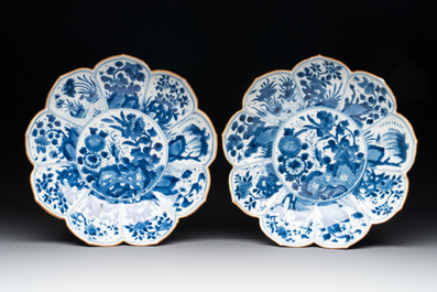 Six Chinese blue and white 'lotus' plates, Kangxi