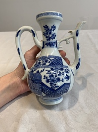 A Chinese blue and white ewer and cover, Kangxi