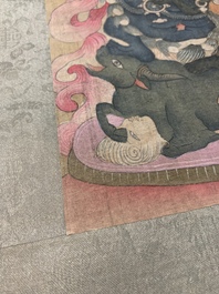 Chinese school: 'Usnisavijaya', ink and colour on silk, Qing or later