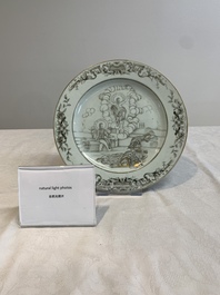 A Chinese gilt-decorated grisaille 'Resurrection' plate, Qianlong