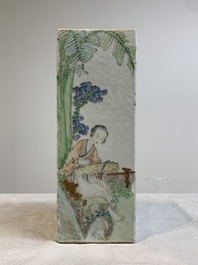 A Chinese qianjiang cai square hat stand, signed Wen Xuan Shi 文軒氏, dated 1889