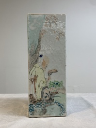 A Chinese qianjiang cai square hat stand, signed Wen Xuan Shi 文軒氏, dated 1889