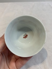 12 Chinese famille rose 'rooster' cups, Yongzheng/Qianlong
