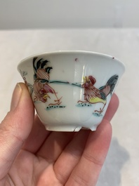 12 Chinese famille rose 'rooster' cups, Yongzheng/Qianlong