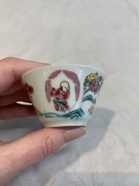 12 Chinese famille rose 'rooster' cups, Yongzheng/Qianlong