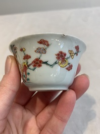 12 Chinese famille rose 'rooster' cups, Yongzheng/Qianlong