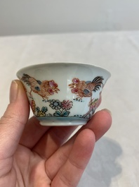 12 Chinese famille rose 'rooster' cups, Yongzheng/Qianlong