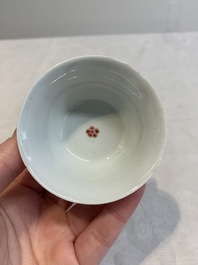 12 Chinese famille rose 'rooster' cups, Yongzheng/Qianlong