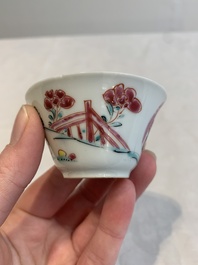 12 Chinese famille rose 'rooster' cups, Yongzheng/Qianlong
