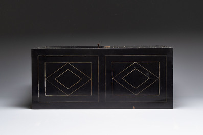 A fine ebony-veneered bone-inlaid cabinet, probably Italy, 19th C.